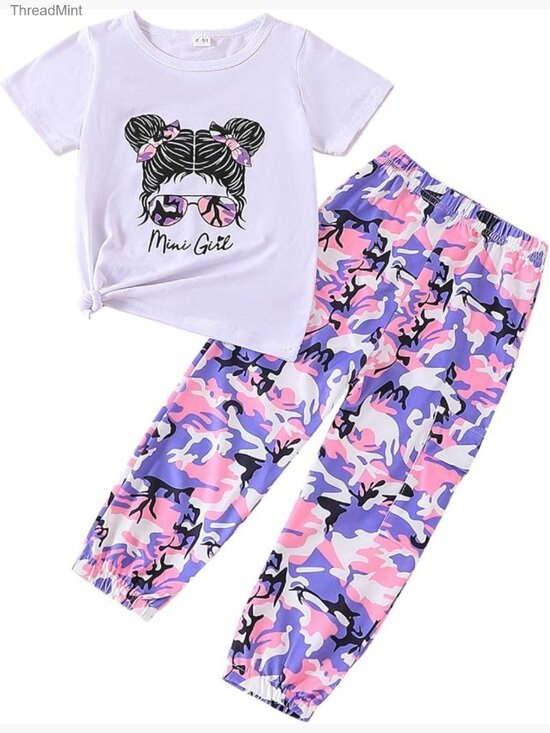 Other - Toddler Girl Letter Graphic Top & Leopard Pants Set